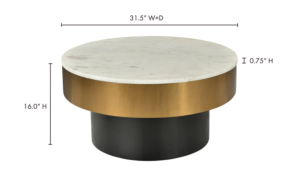Dado Coffee Table – White Marble & Brass