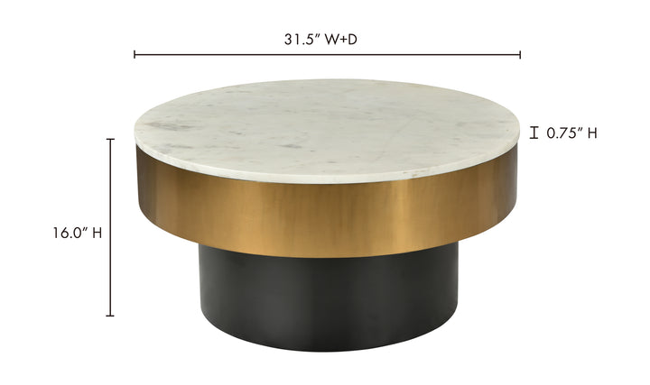 Dado Coffee Table – White Marble &amp; Brass