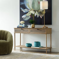 Coast Console Table | Natural Oak with Rattan Cane Accents