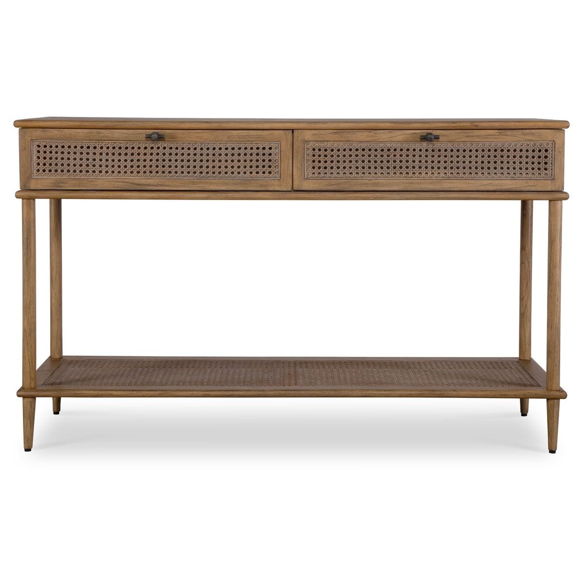 Coast Console Table | Natural Oak with Rattan Cane Accents