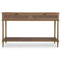 Coast Console Table | Natural Oak with Rattan Cane Accents