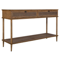 Coast Console Table | Natural Oak with Rattan Cane Accents