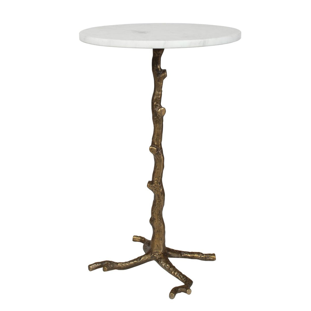 Calais Accent Table | Marble &amp; Antique Brass Sculptural Table