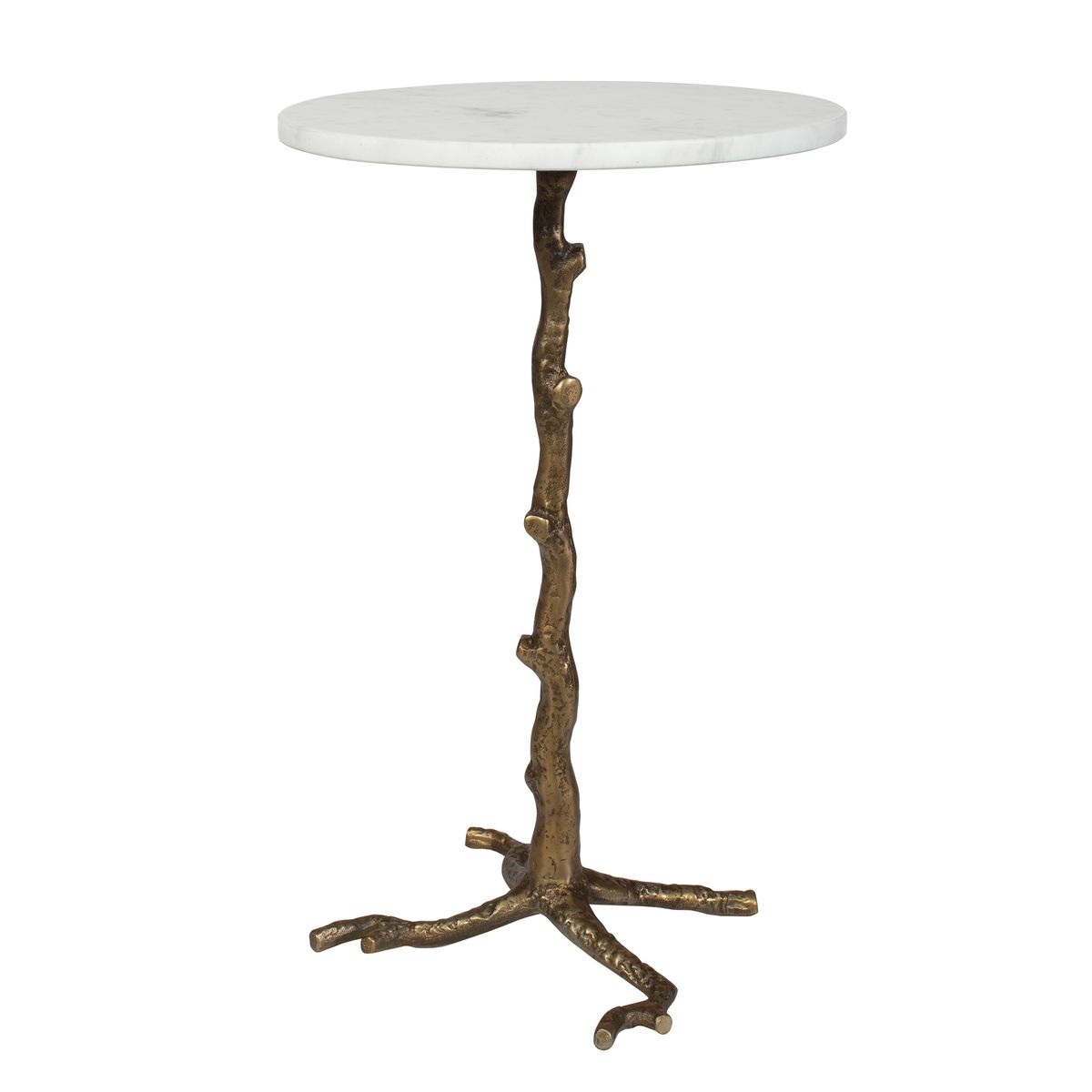 Calais Accent Table | Marble & Antique Brass Sculptural Table