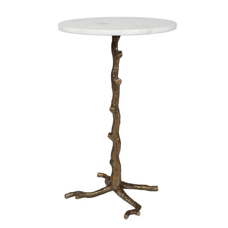 Calais Accent Table | Marble & Antique Brass Sculptural Table