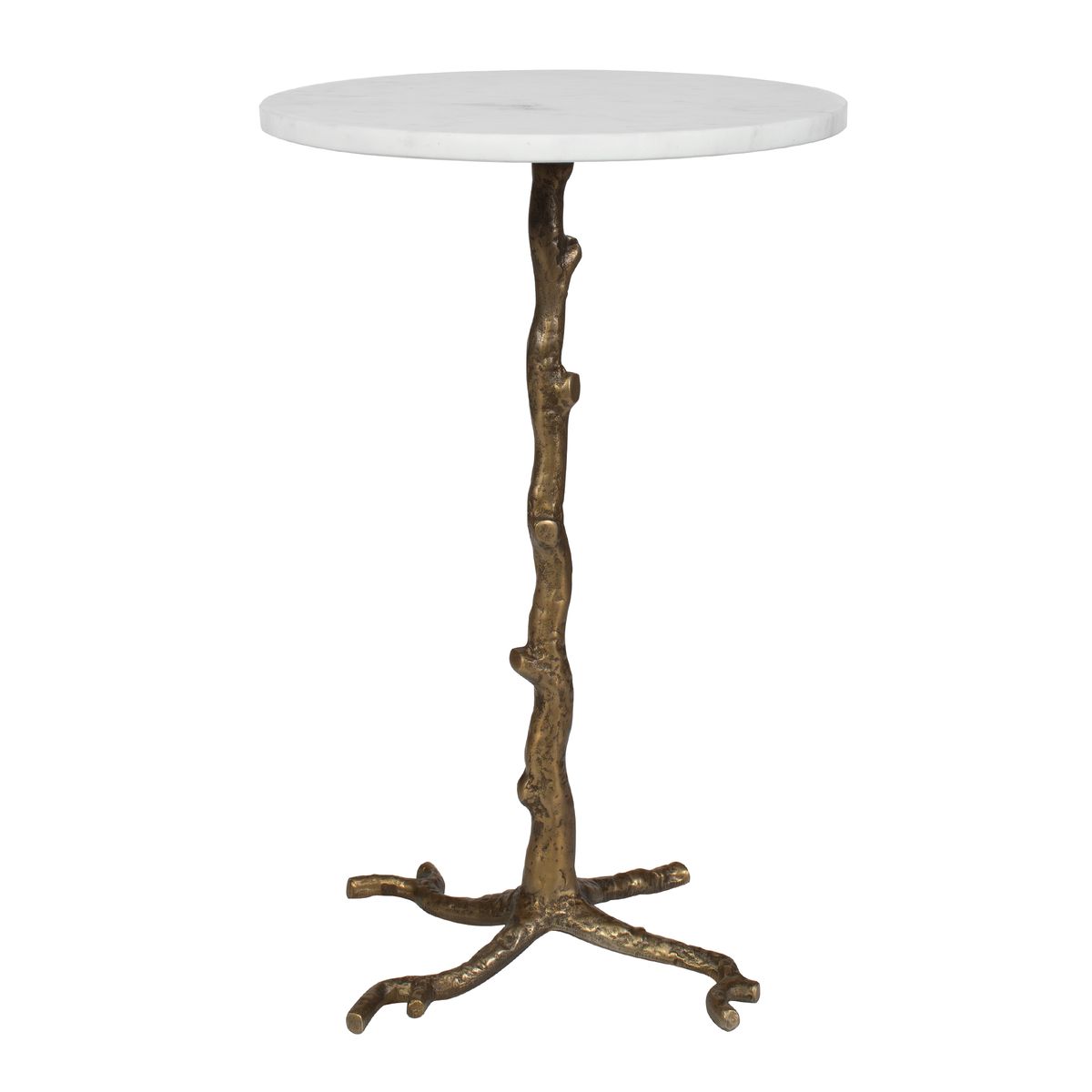 Calais Accent Table | Marble & Antique Brass Sculptural Table