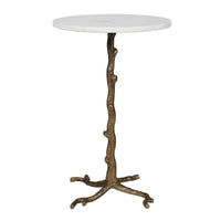 Calais Accent Table | Marble & Antique Brass Sculptural Table