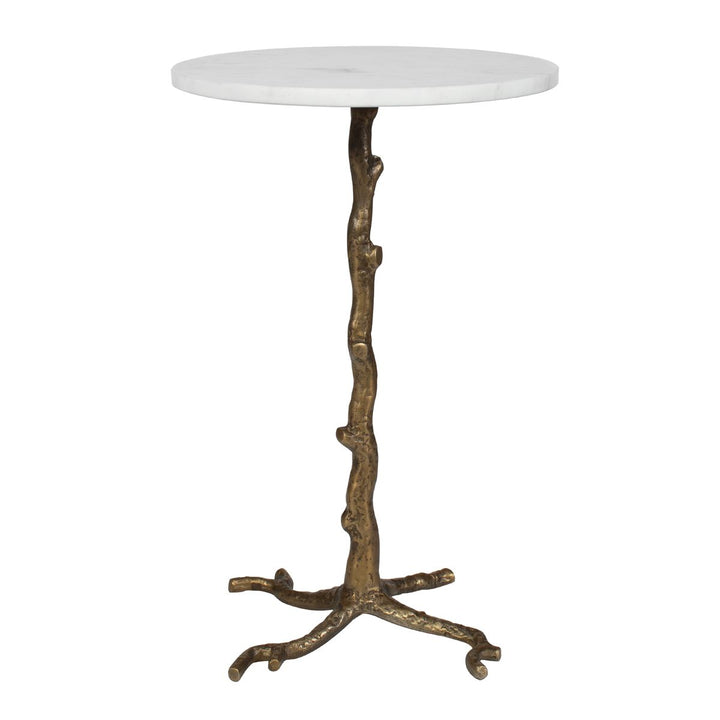 Calais Accent Table | Marble &amp; Antique Brass Sculptural Table