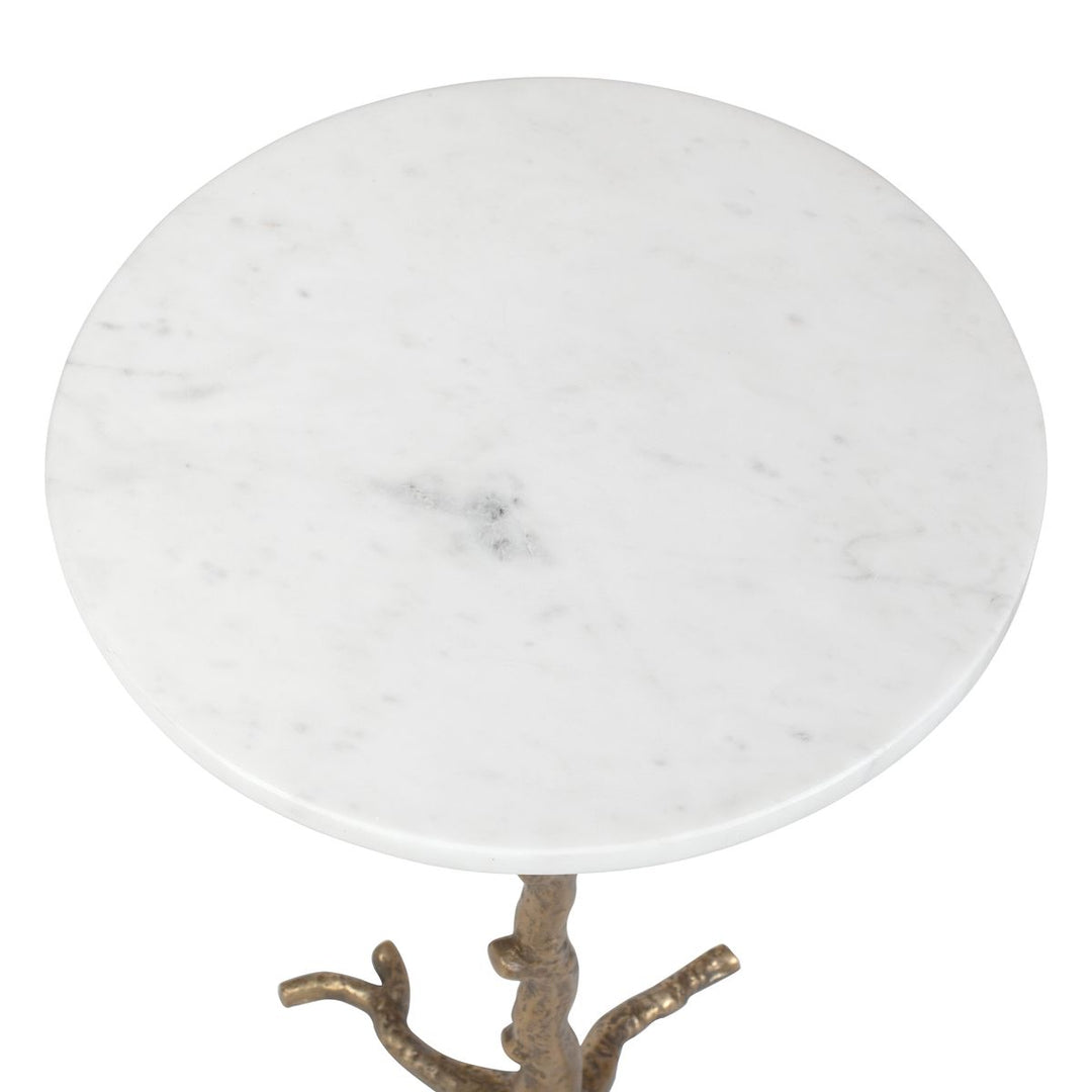 Calais Accent Table | Marble &amp; Antique Brass Sculptural Table