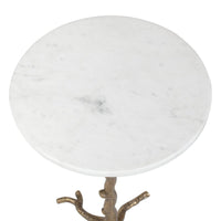 Calais Accent Table | Marble & Antique Brass Sculptural Table