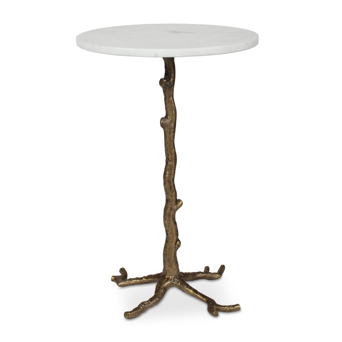 Calais Accent Table | Marble & Antique Brass Sculptural Table