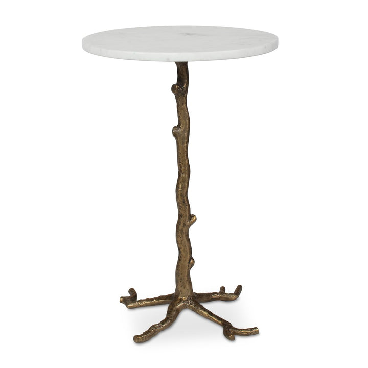 Calais Accent Table | Marble &amp; Antique Brass Sculptural Table
