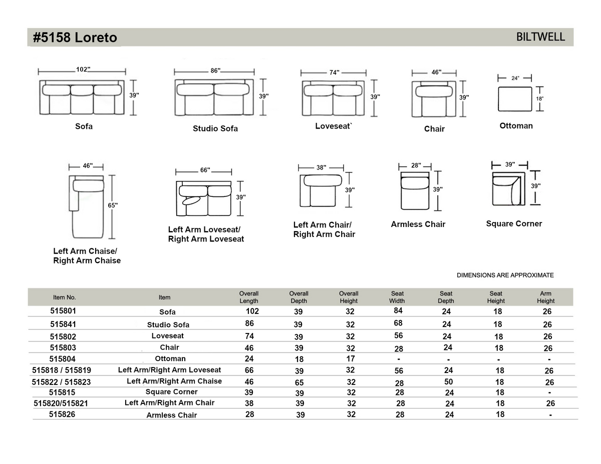 Biltwell Custom Loreto Sofa #5158
