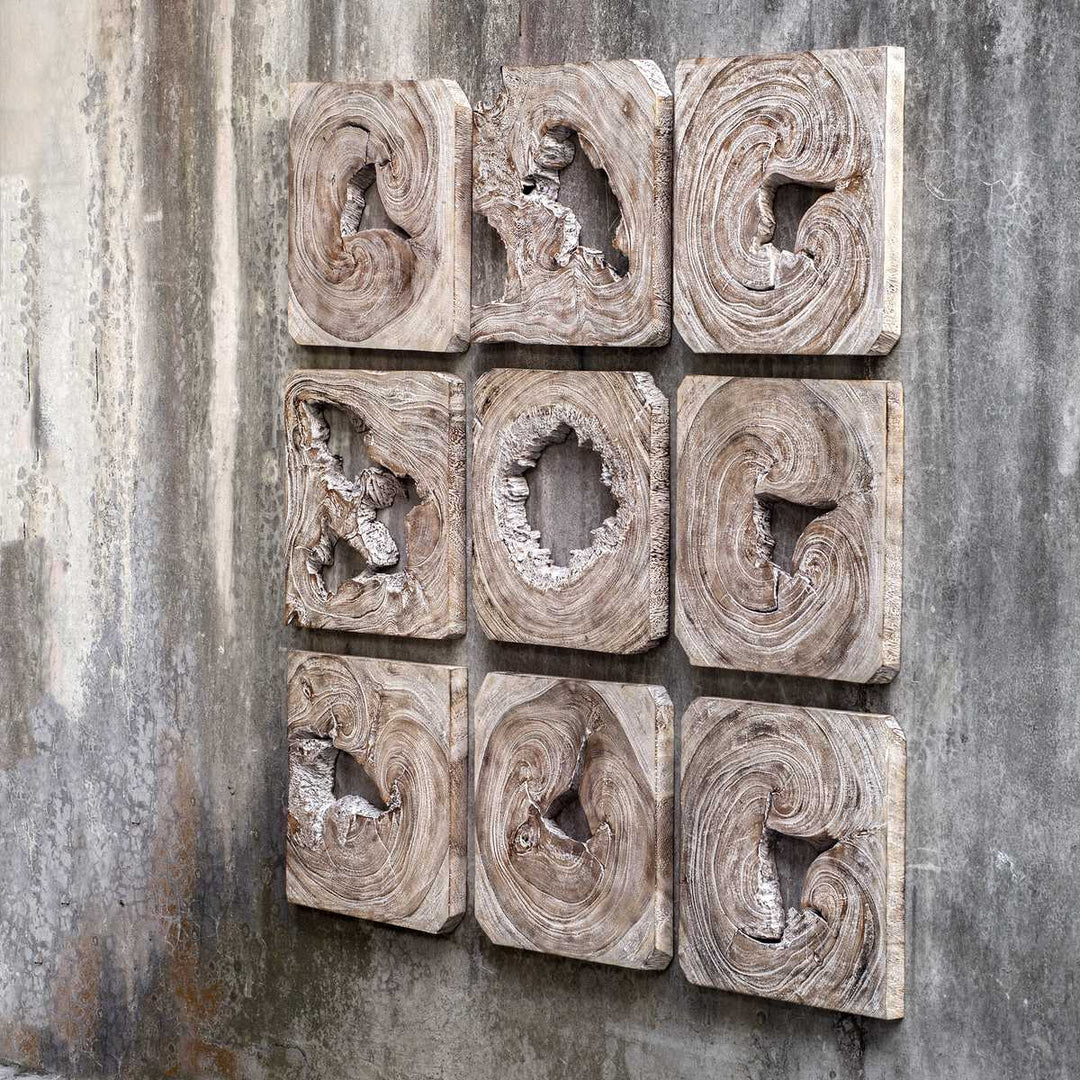 Bahati Wood Wall Decor, Natural, S/9