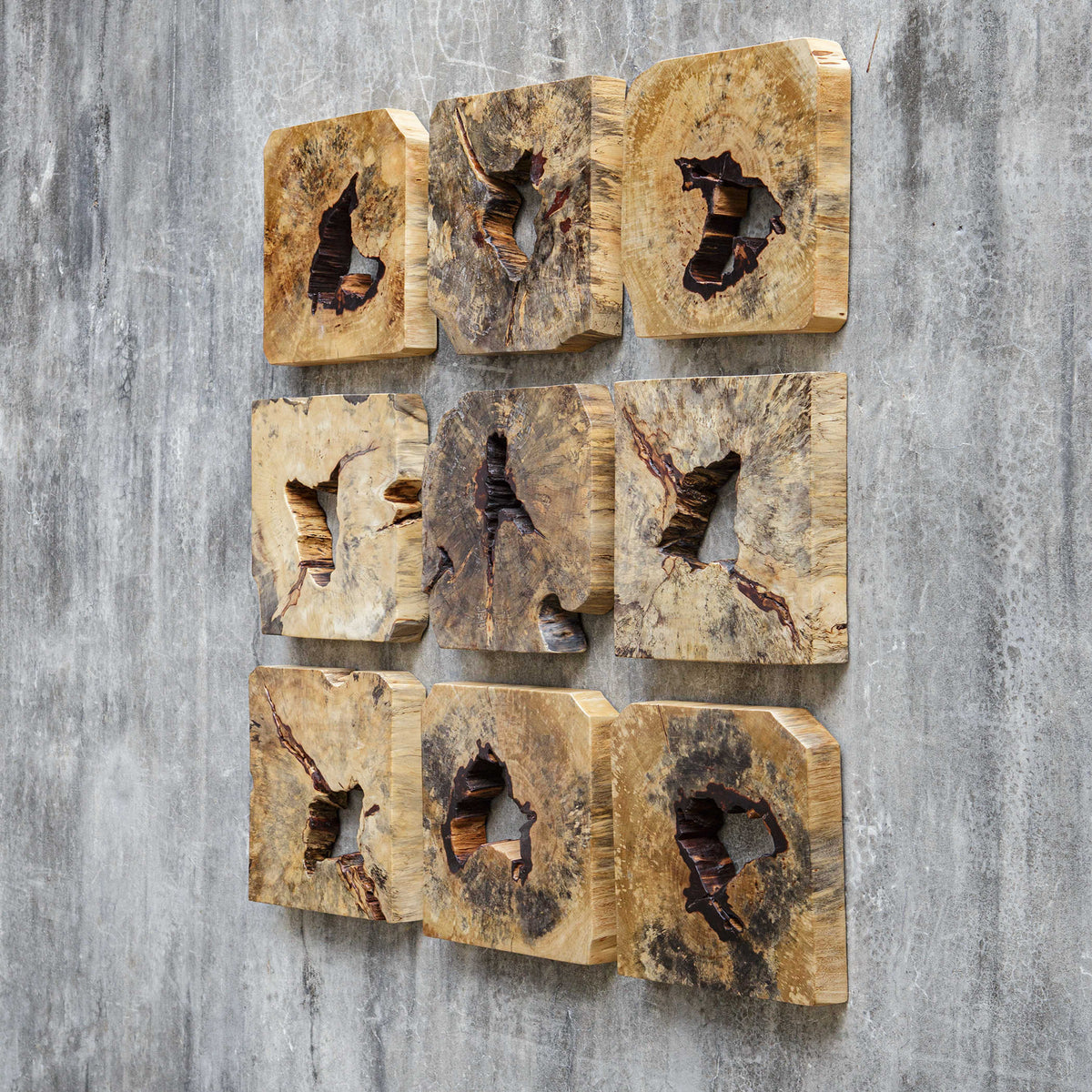 Bahati Wood Wall Decor, Natural, S/9