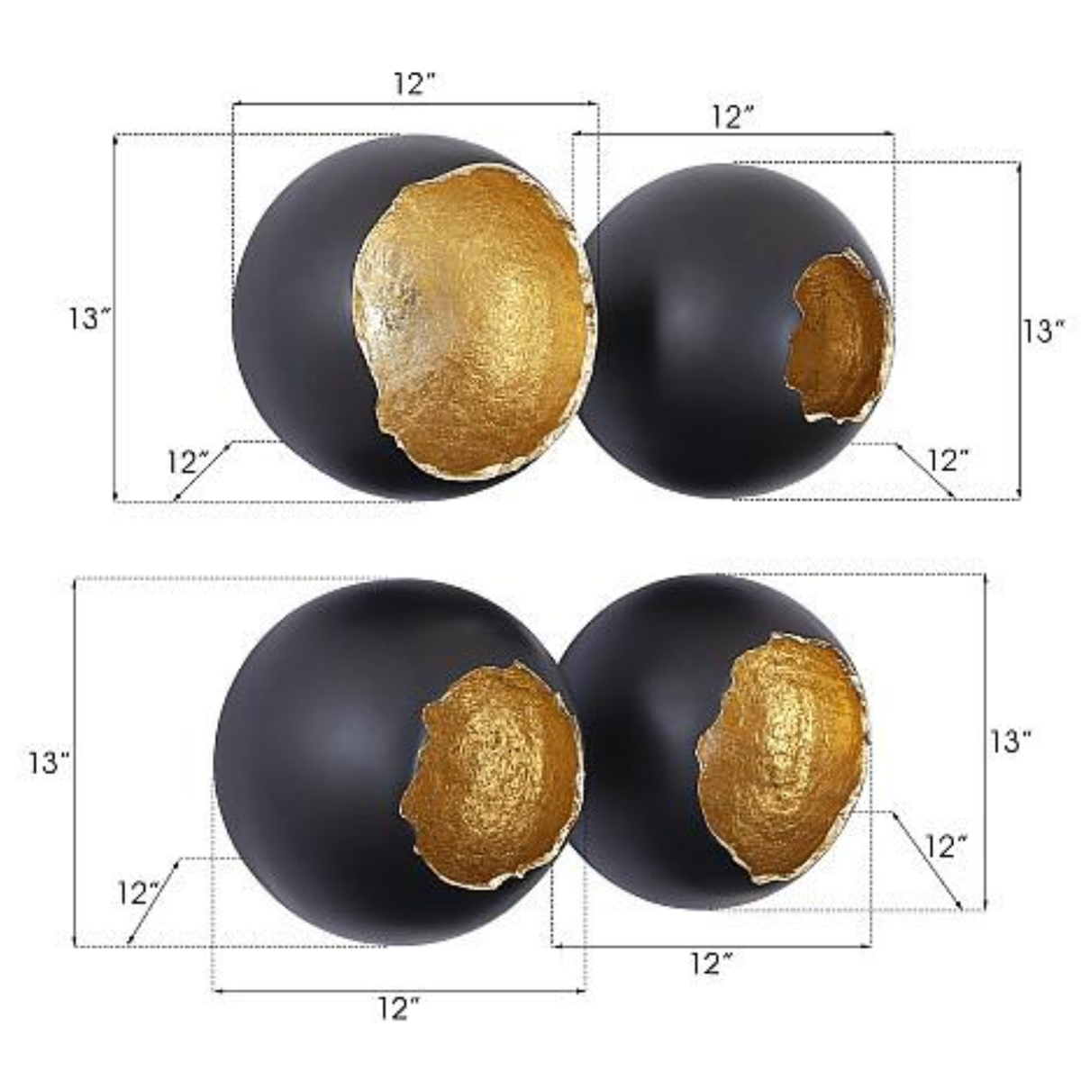 Phillips Collection - Broken Egg Wall Art, Black and Gold Leaf, Set of 4
