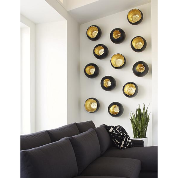 Phillips Collection - Broken Egg Wall Art, Black and Gold Leaf, Set of 4