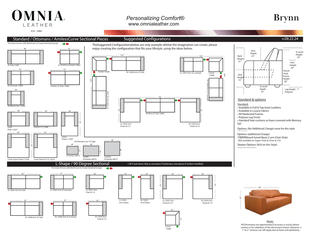 Omnia Leather Brynn Sofa / Sectional