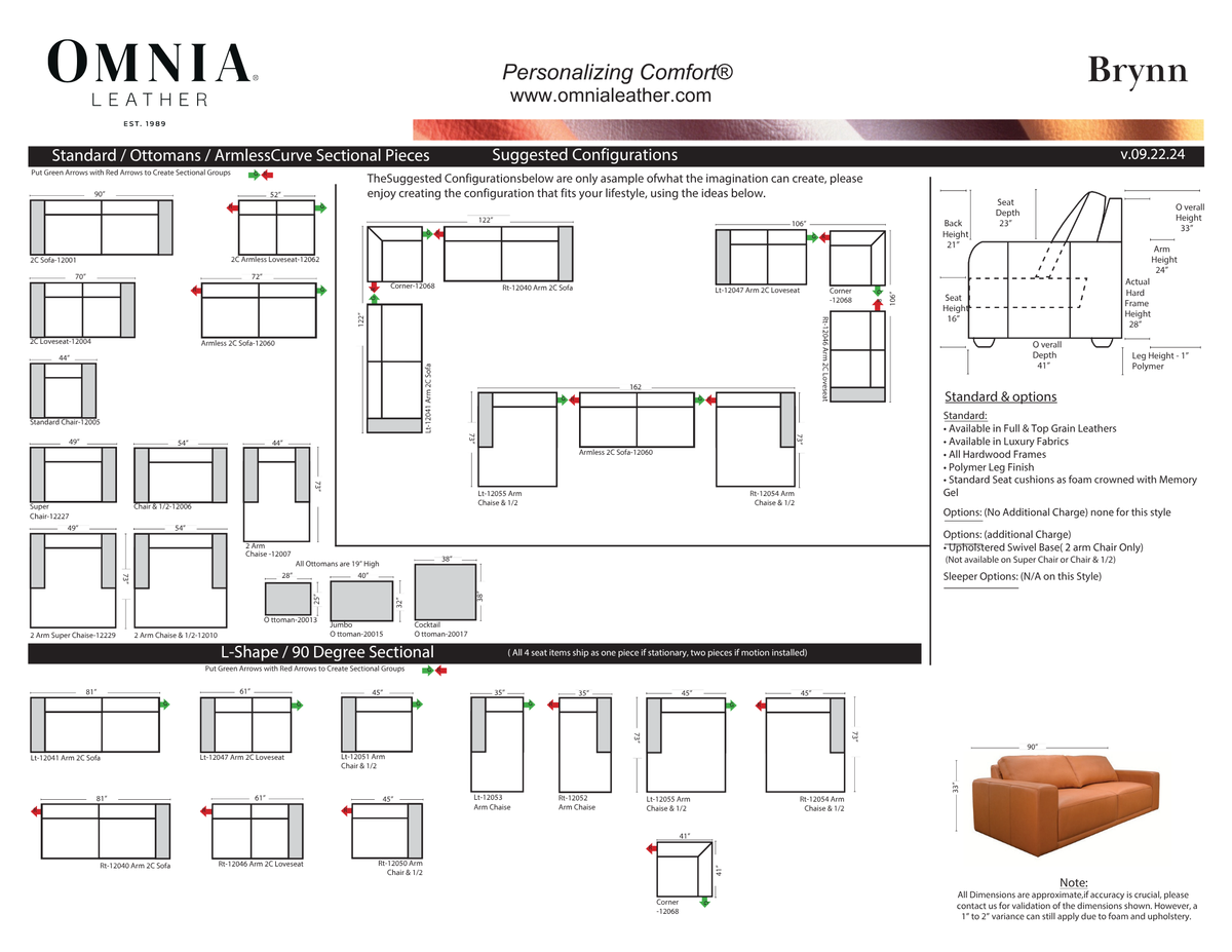 Omnia Leather Brynn Sofa / Sectional