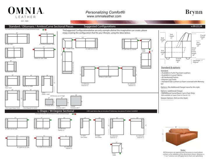 Omnia Leather Brynn Sofa / Sectional