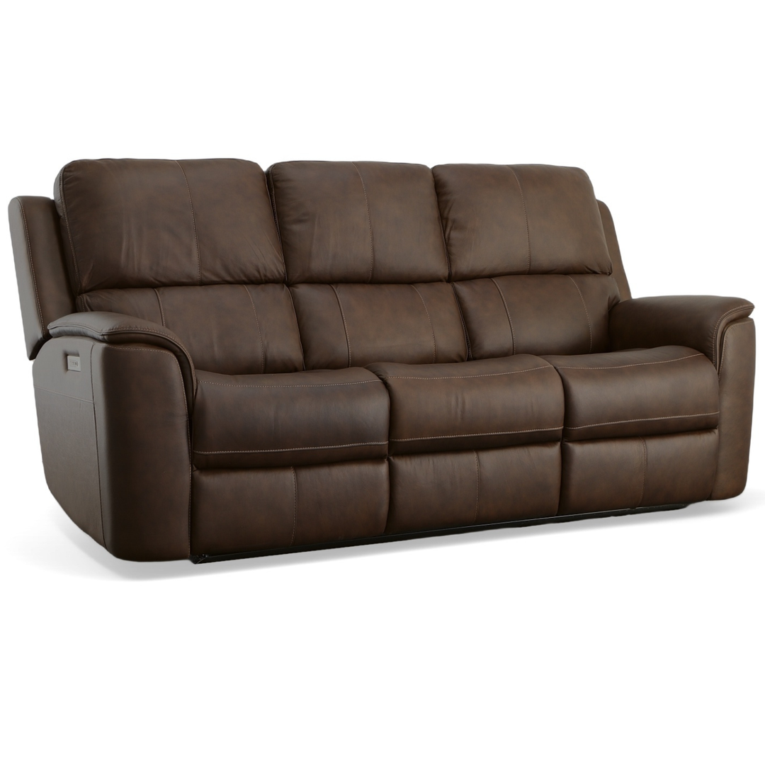 Flexsteel Henry Leather Power Reclining Sofa with Power Headrests &amp; Lumbar