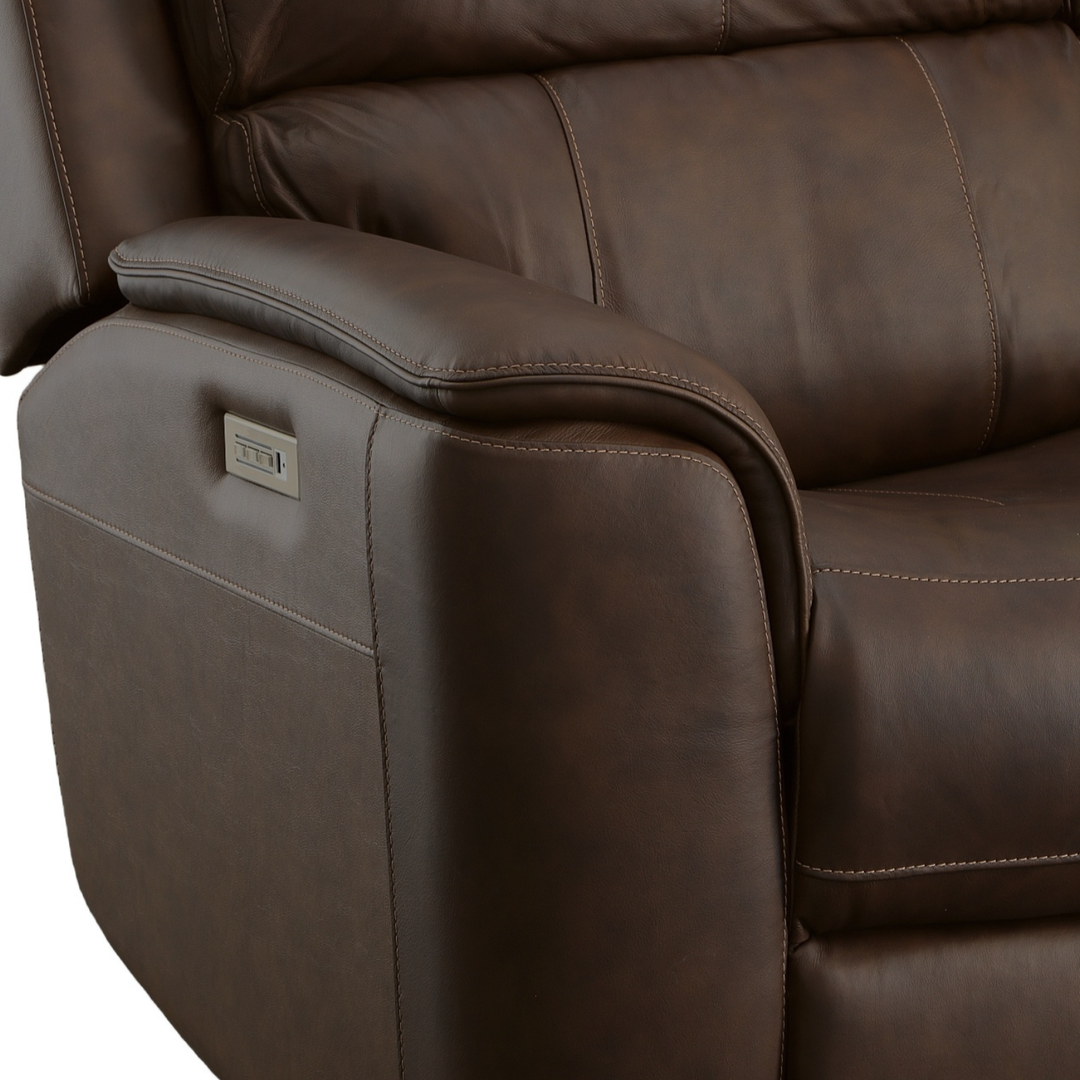 Flexsteel Henry Leather Power Reclining Sofa with Power Headrests &amp; Lumbar