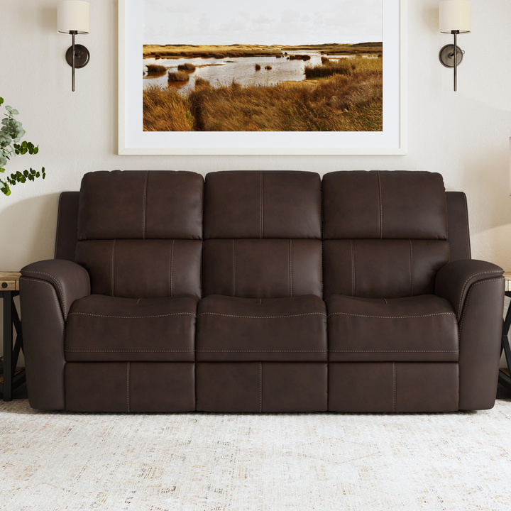 Flexsteel Henry Leather Power Reclining Sofa with Power Headrests &amp; Lumbar