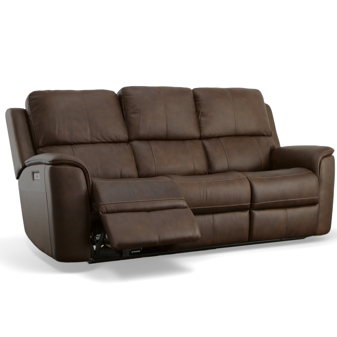 Flexsteel Henry Leather Power Reclining Sofa with Power Headrests &amp; Lumbar