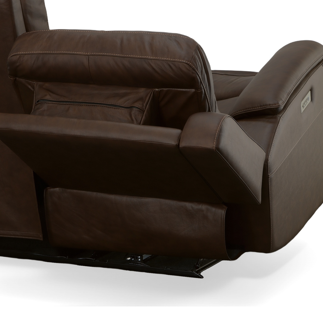 Flexsteel Henry Leather Power Reclining Sofa with Power Headrests &amp; Lumbar