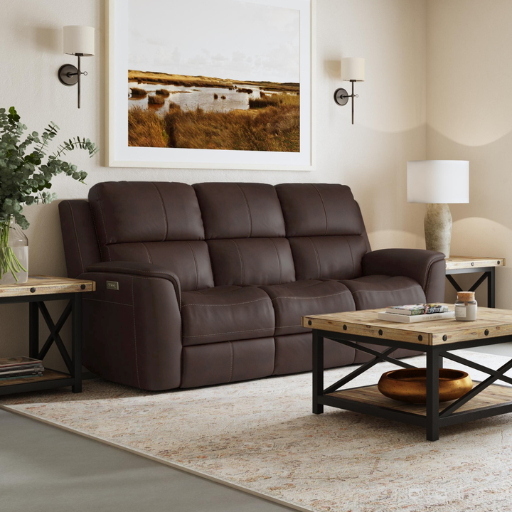 Flexsteel Henry Leather Power Reclining Sofa with Power Headrests &amp; Lumbar