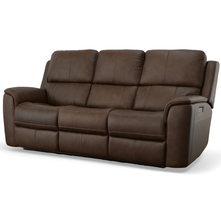 Flexsteel Henry Leather Power Reclining Sofa with Power Headrests &amp; Lumbar
