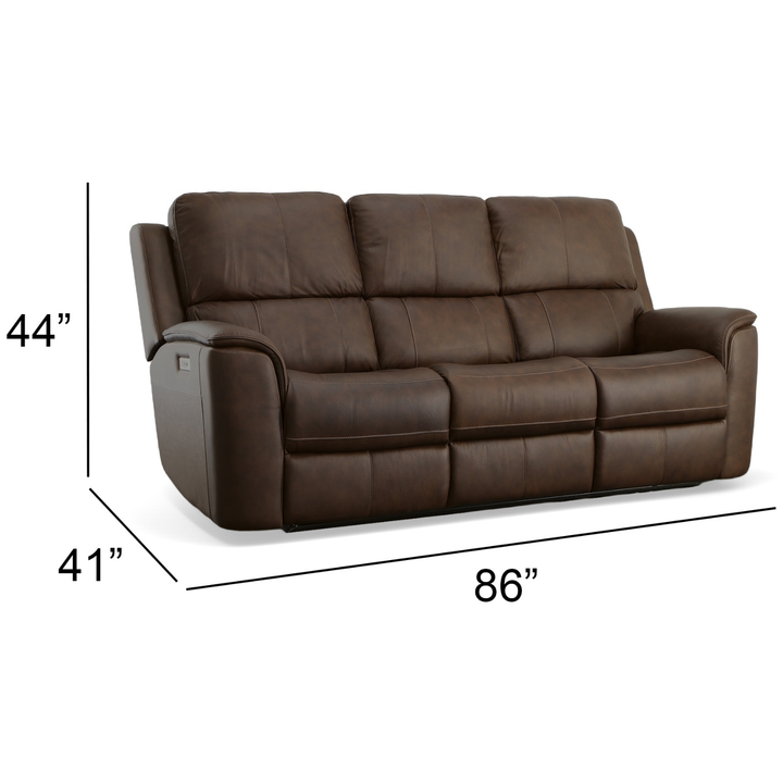 Flexsteel Henry Leather Power Reclining Sofa with Power Headrests &amp; Lumbar