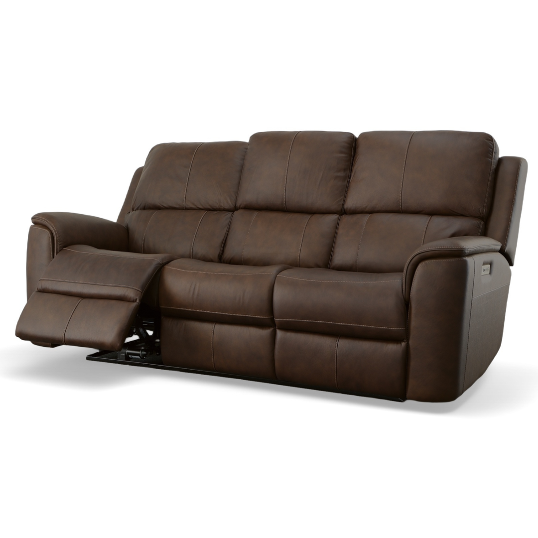 Flexsteel Henry Leather Power Reclining Sofa with Power Headrests &amp; Lumbar
