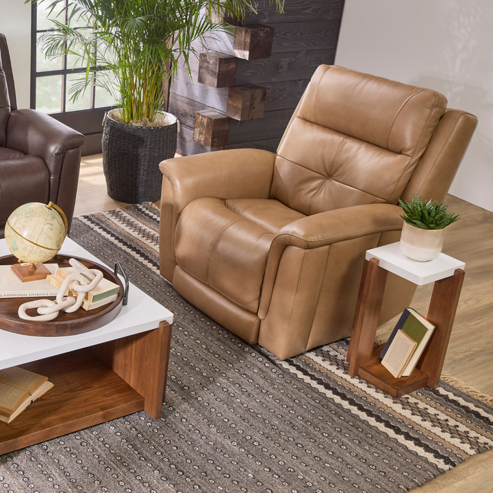 Flexsteel Ranger Leather Power Recliner with Power Headrest, Lumbar, Heat &amp; Massage