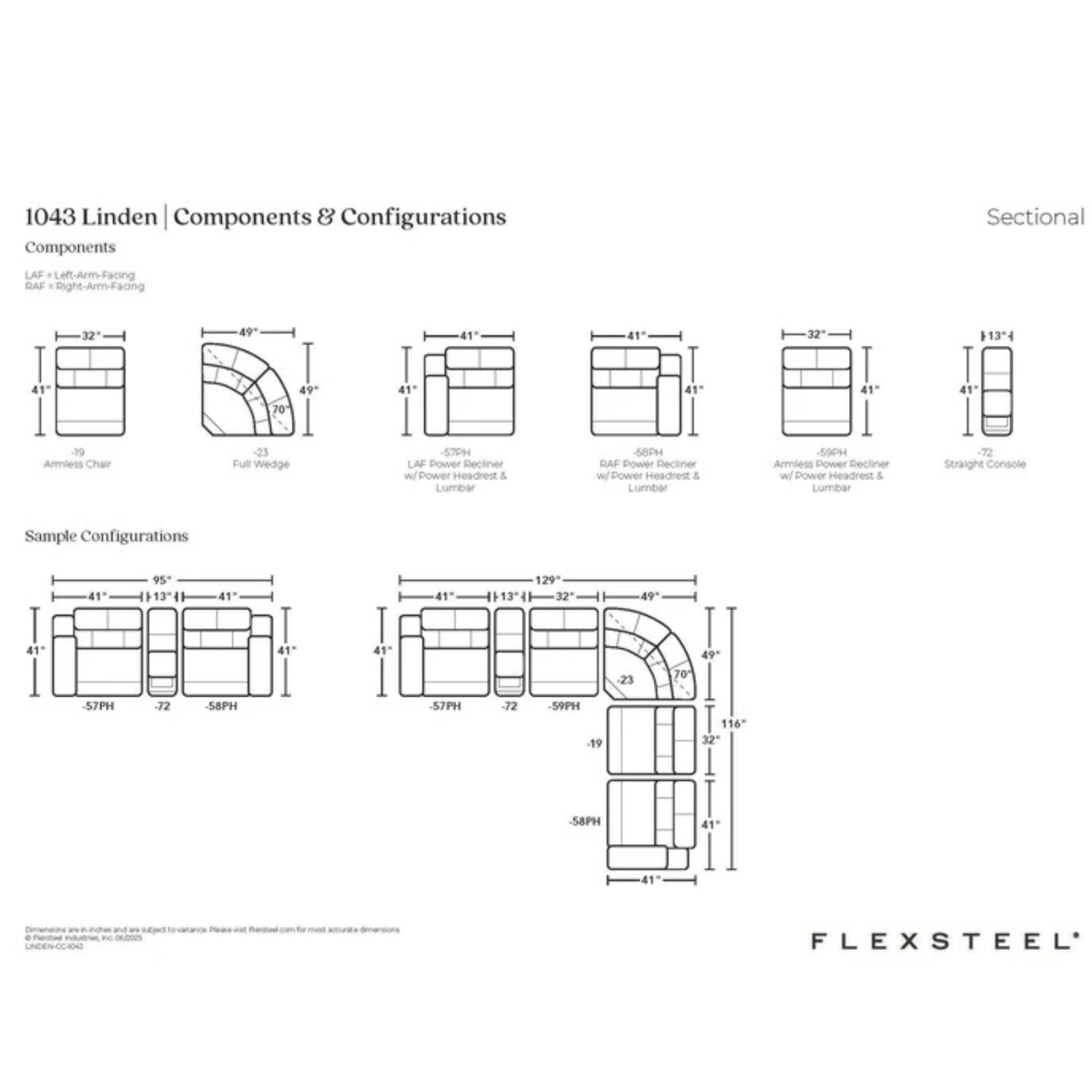 Flexsteel Linden Leather Power Reclining Sectional with Power Headrests & Lumbar
