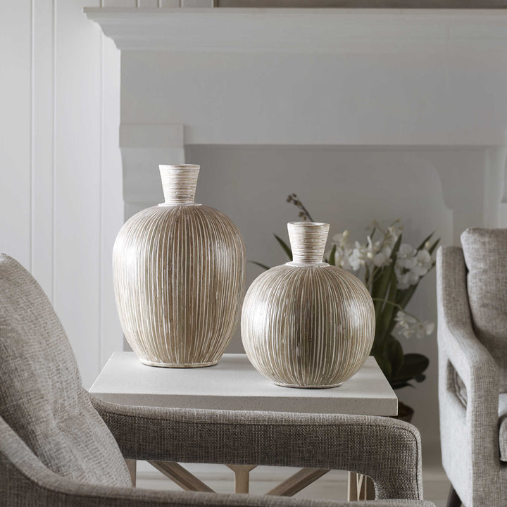 Islander Vases, White, Set of 2