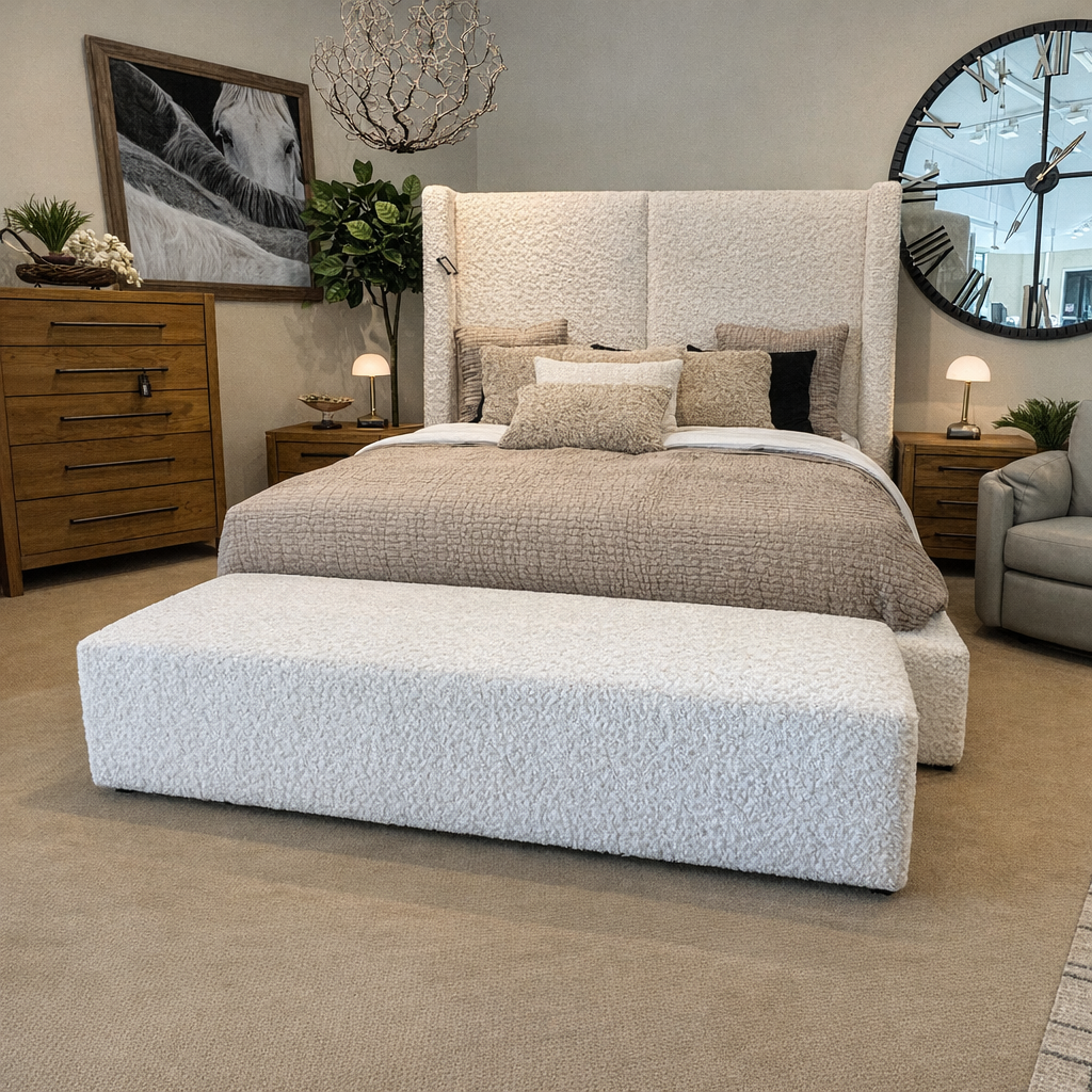 John Michael Designs High Eastern King Bed with Matching Bench