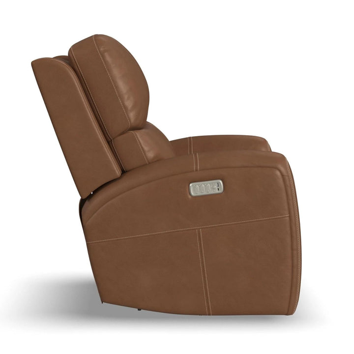 Linden Leather Power Swivel Gliding Recliner with Power Headrest, Lumbar, Heat &amp; Massage