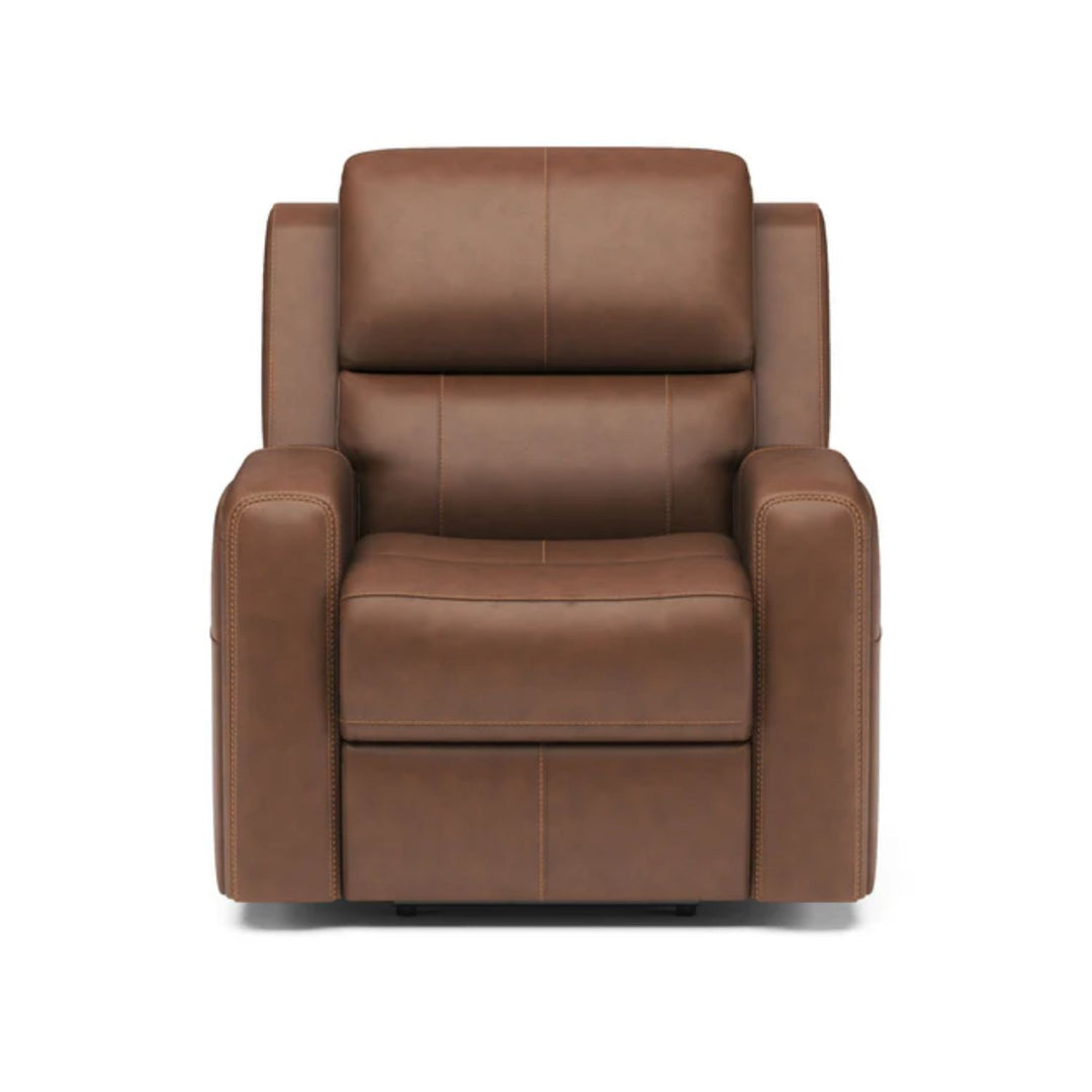 Linden Leather Power Recliner with Power Headrest &amp; Lumbar