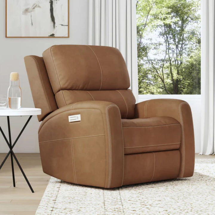 Linden Leather Power Recliner with Power Headrest &amp; Lumbar