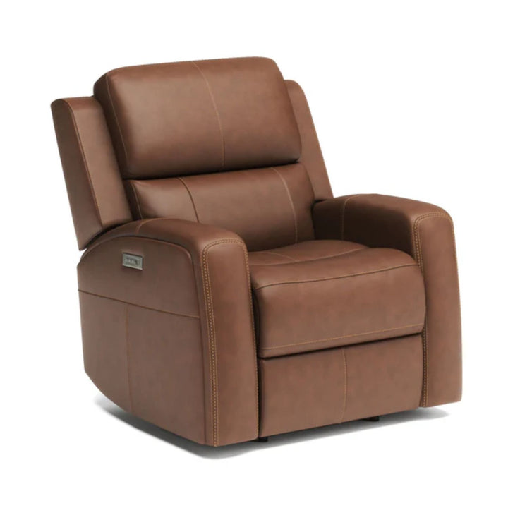 Linden Leather Power Recliner with Power Headrest &amp; Lumbar