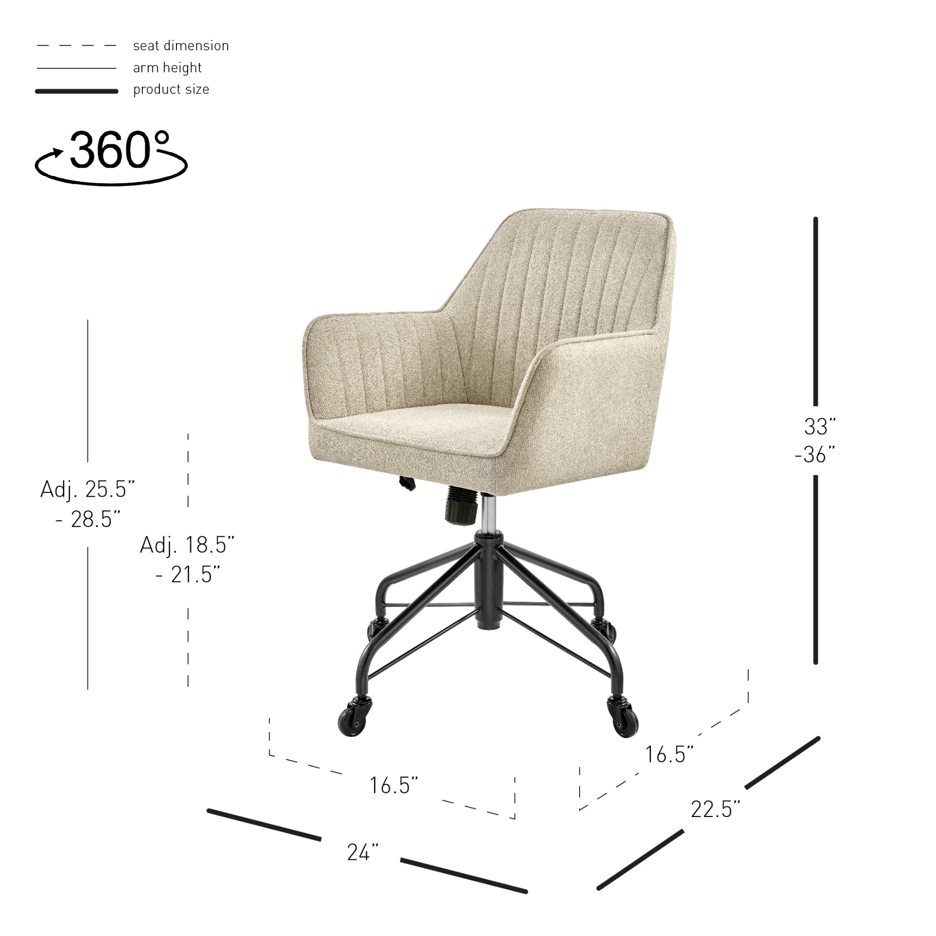 Thompson KD Fabric Swivel Office Arm Chair HomePlace Furniture Design