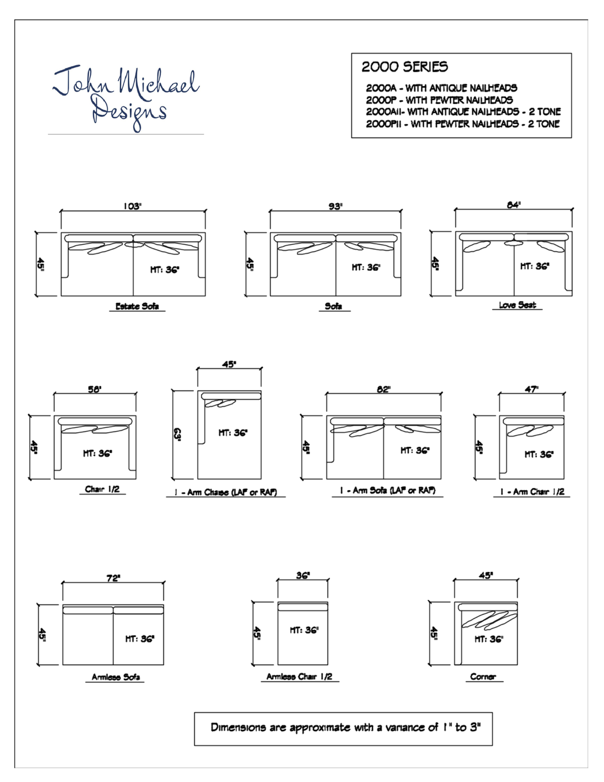 John Michael Designs Cameo #2000 Sectional