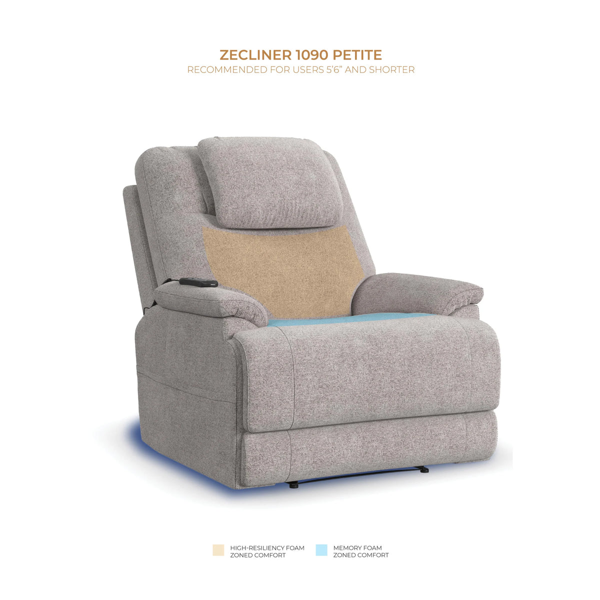 Zecliner Model 2 Petite Power Lift Recliner with Power Headrest & Lumbar - Shell