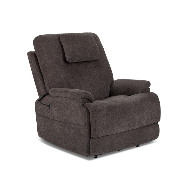 Zecliner Model 2+ Umber Fabric Power Lift Recliner with Power Headrest, Lumbar, Heat &amp; Massage