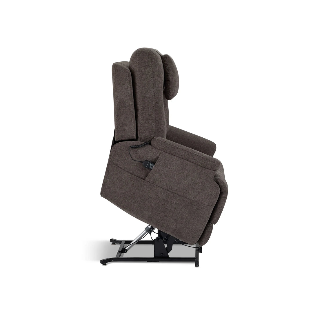 Zecliner Model 2+ Umber Fabric Power Lift Recliner with Power Headrest, Lumbar, Heat &amp; Massage
