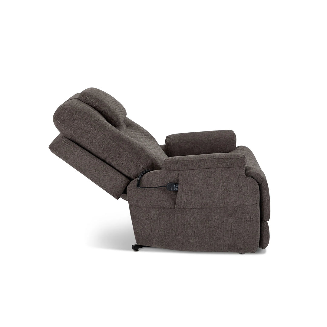 Zecliner Model 2+ Umber Fabric Power Lift Recliner with Power Headrest, Lumbar, Heat &amp; Massage