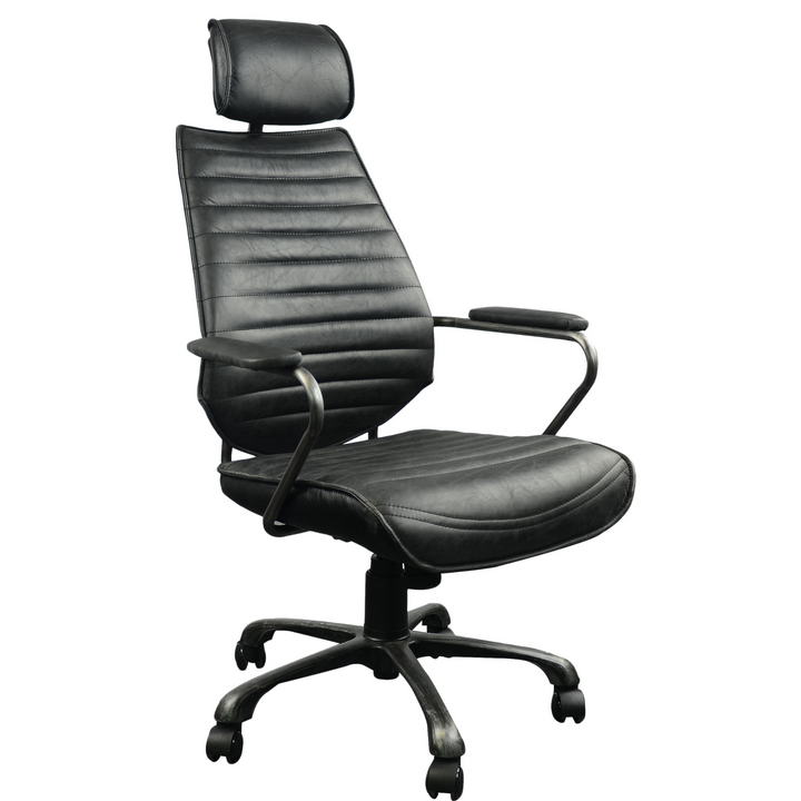 black leather desk chair