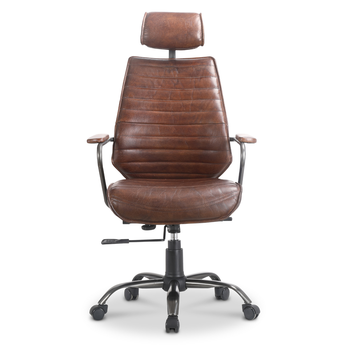 brown leather desk chair