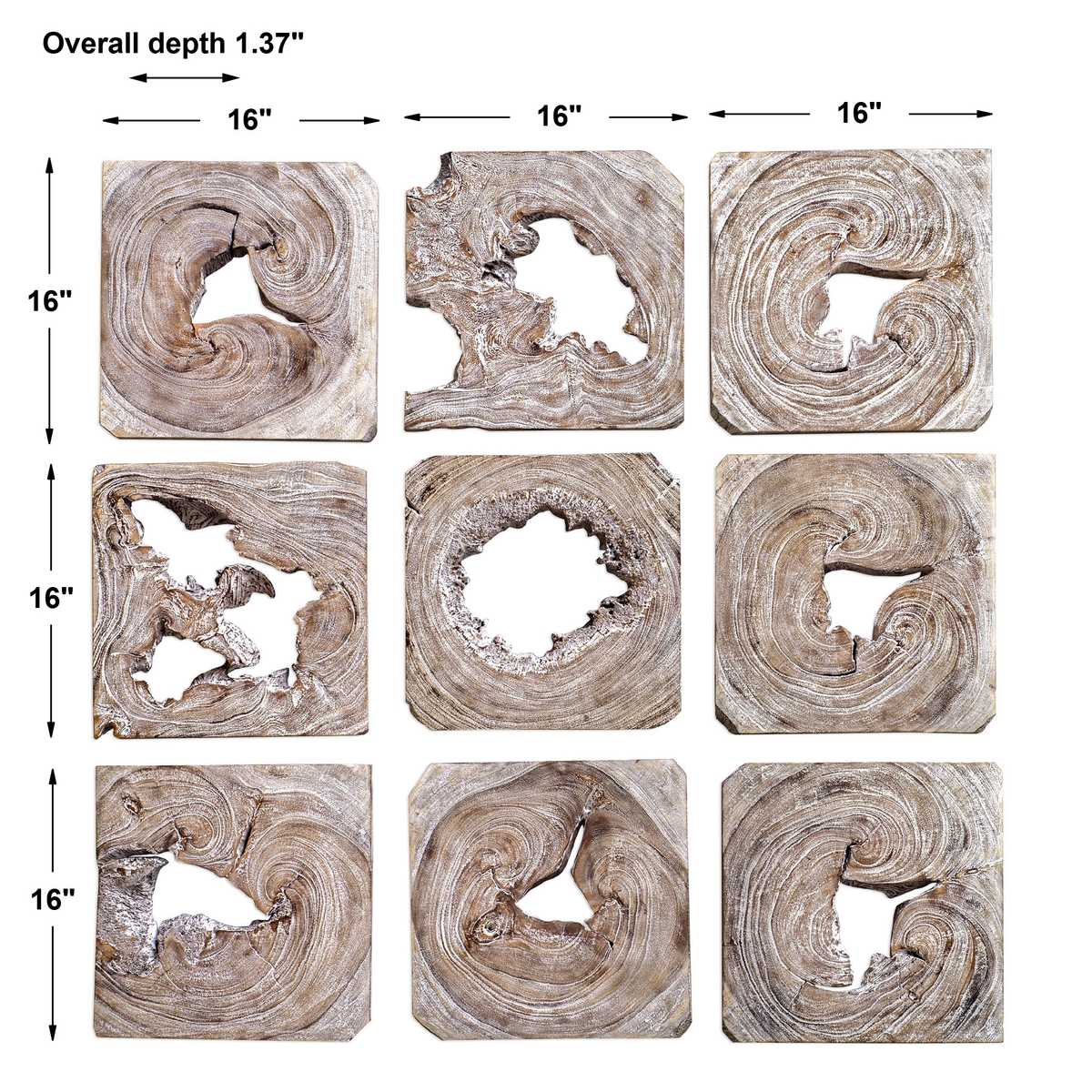 Bahati Wood Wall Decor, Natural, S/9